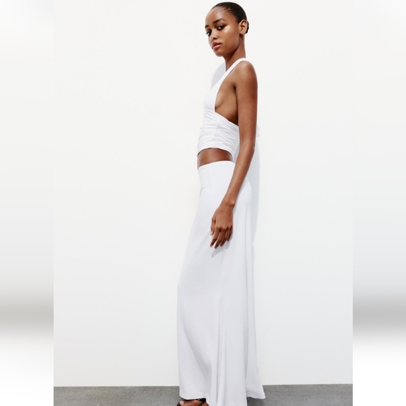 ZARA POLYAMIDE CROP HALTER TOP - Picture 3 of 10